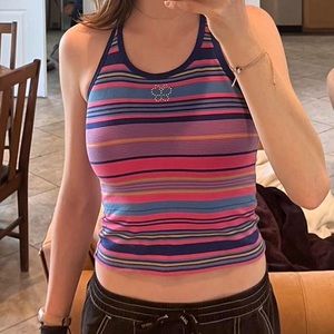 Y2K Rainbow Butterfly Halter Top